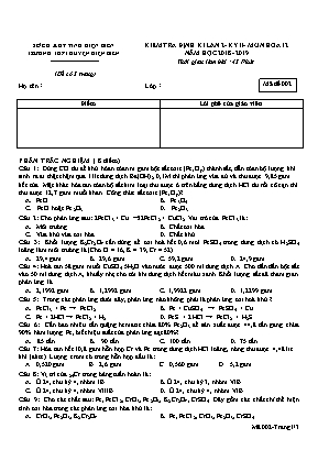 Kiểm tra định kì lần 2 học kỳ 2 môn Hóa học Lớp 12 (Mã đề 002) - Năm học 2018-2019 - Trường THPT huyện Điện Biên